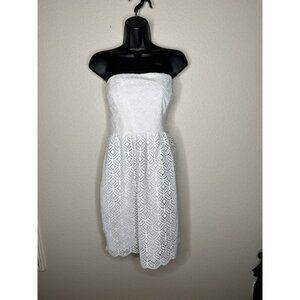 Shoshanna White Strapless Eyelet Dress w/ Pockets Size 12 NEW NWT $330